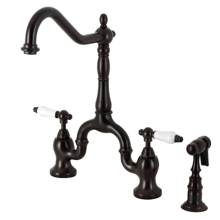 Kingston Brass Bridge Kitchen Faucet with Brass Sprayer, Oil Rubbed Bronze KS7755PLBS